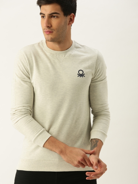 

United Colors of Benetton Men Off-White Solid Sweatshirt