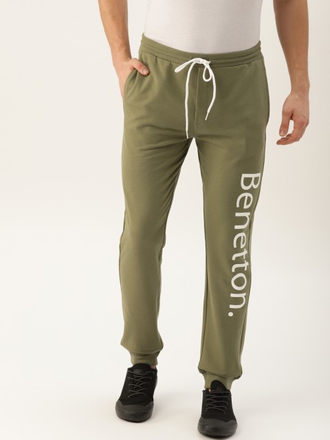 

United Colors of Benetton Men Olive Green Printed Joggers