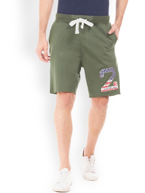 

U.S. Polo Assn. Men Olive Green Solid Regular Fit Regular Shorts