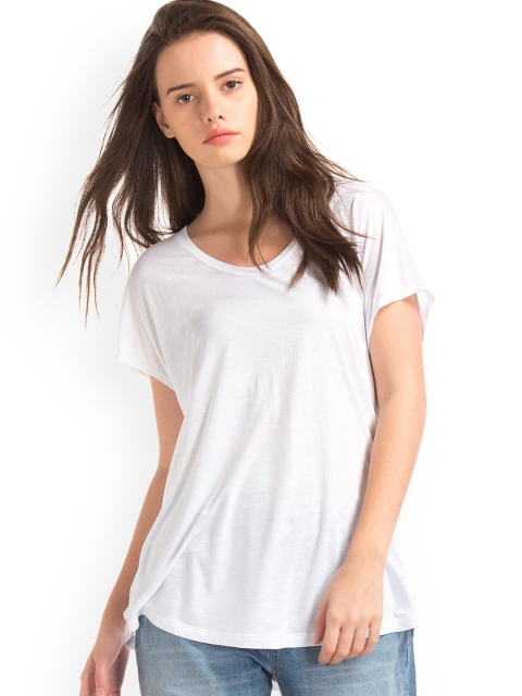 

GAP Women White Cap Sleeve Scoop Top