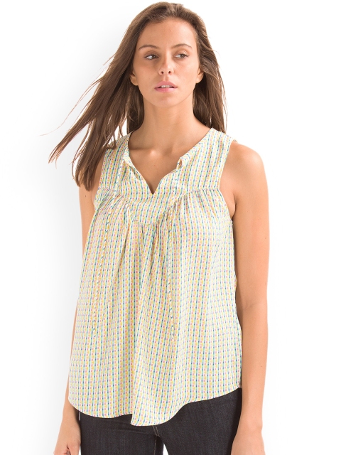 

GAP Women Shirred Curved Top, Yellow
