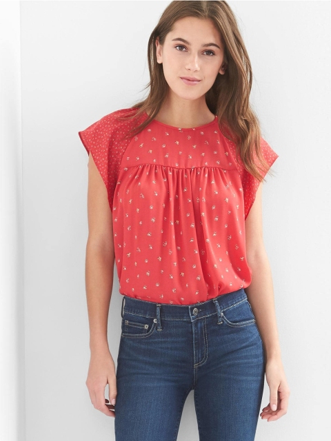 

GAP Women Red Printed Top