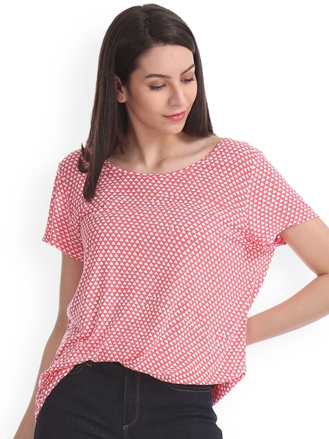 

GAP Women Red Printed Short Sleeve Top