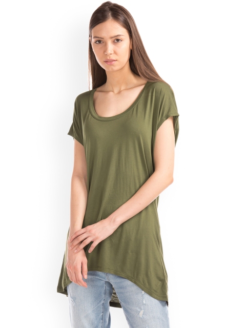 

GAP Women Olive Green Slouchy Cap Sleeve Top