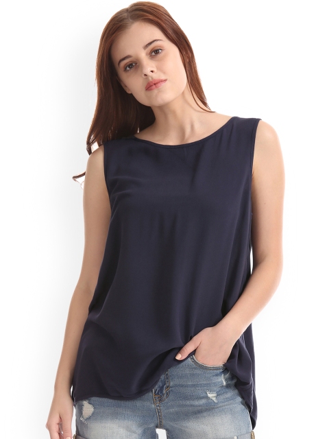 

GAP Women Navy Blue Sleeveless Petal Back Top