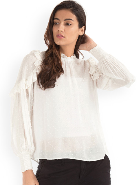 

GAP Women White Self Design Top