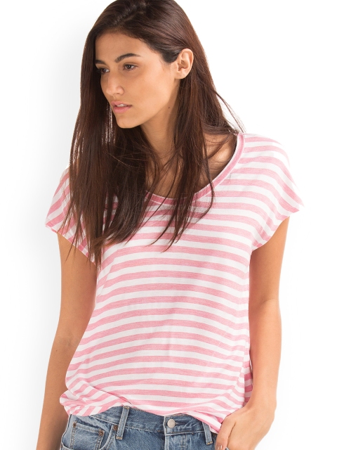 

GAP Women Pink Striped Top