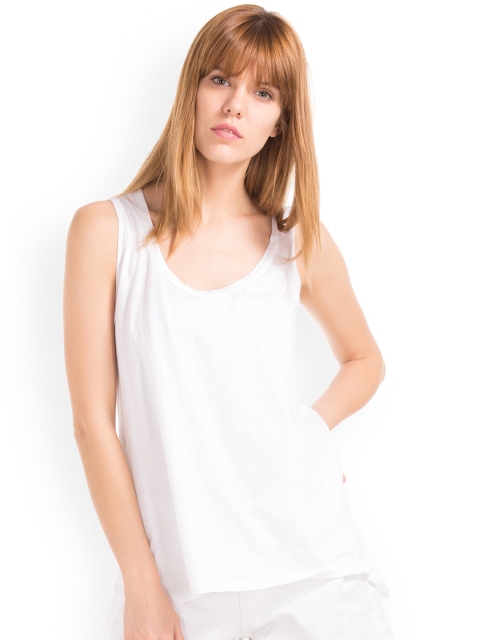 

GAP Women Vintage Wash Scoop Pure Cotton Top, White