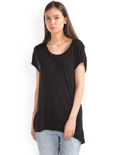 

GAP Women Black Slouchy Cap Sleeve Top
