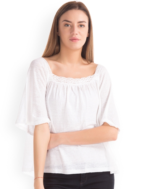 

GAP Women White Linen Bell-Sleeve Top