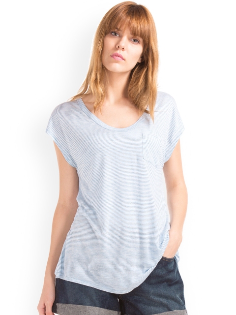 

GAP Women Cap Sleeve Stripe Top, Blue