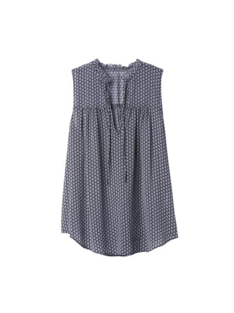 

GAP Women Blue Tie-Front Print Top, Navy blue