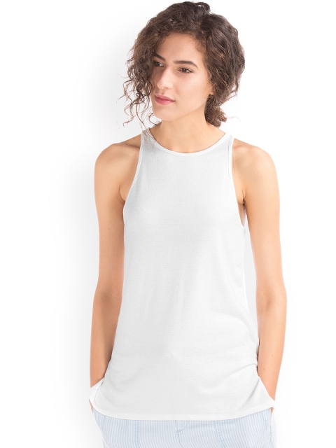 

GAP Women White Softspun Knit Racerback Top