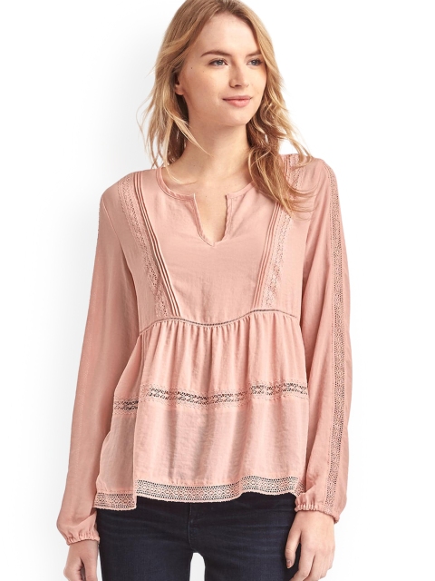 

GAP Women Pink Solid Empire Top