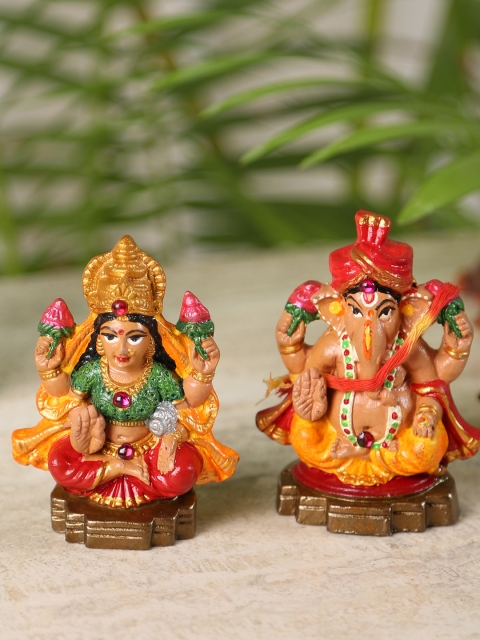 

Aapno Rajasthan Multicoloured Handcrafted Laxmi & Ganesh Idols, Multi