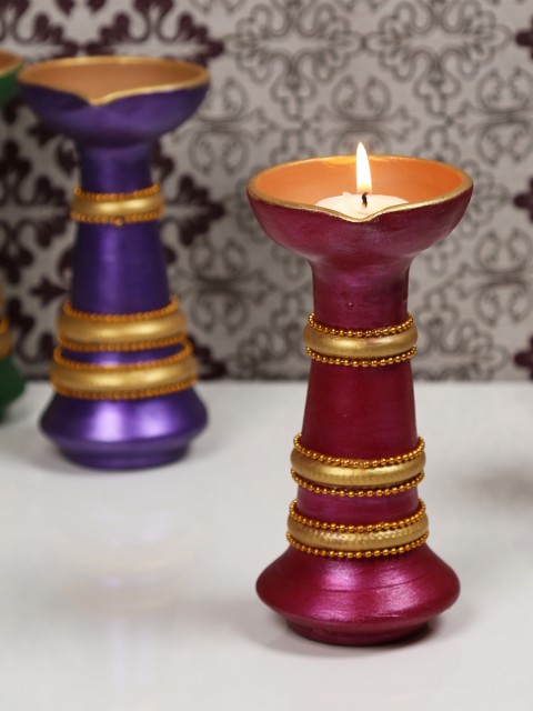 

Aapno Rajasthan Pink Handpainted Long Diya