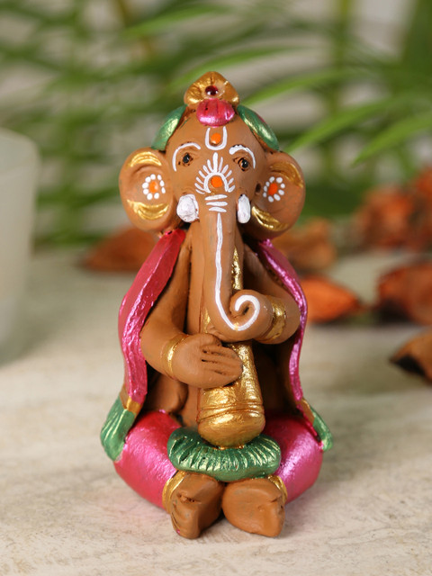 

Aapno Rajasthan Brown & Pink Handcrafted Ganesha Showpiece