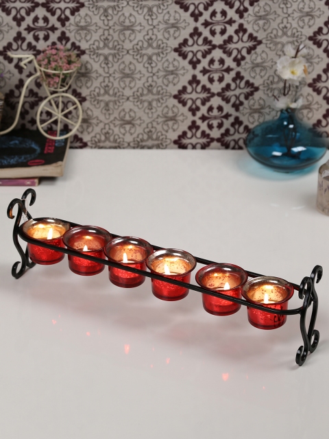 

Aapno Rajasthan Red & Black Candle Holder