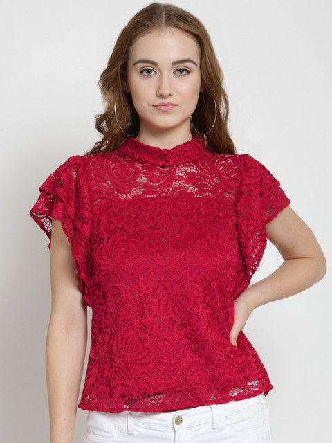 

Latin Quarters Women Red Self Design Top
