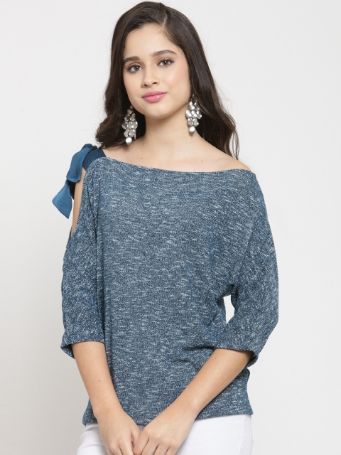 

Latin Quarters Women Teal Self Design Top