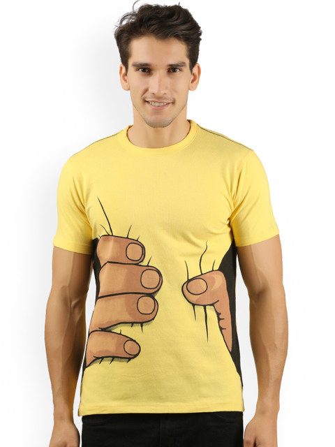 

WEXFORD Men Yellow Printed Round Neck T-shirt