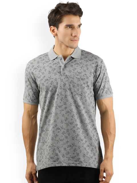 

WEXFORD Men Grey Printed Polo Collar T-shirt