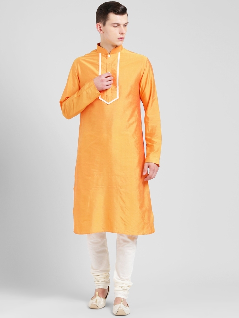 

KISAH Men Yellow Solid Banarasi Straight Kurta