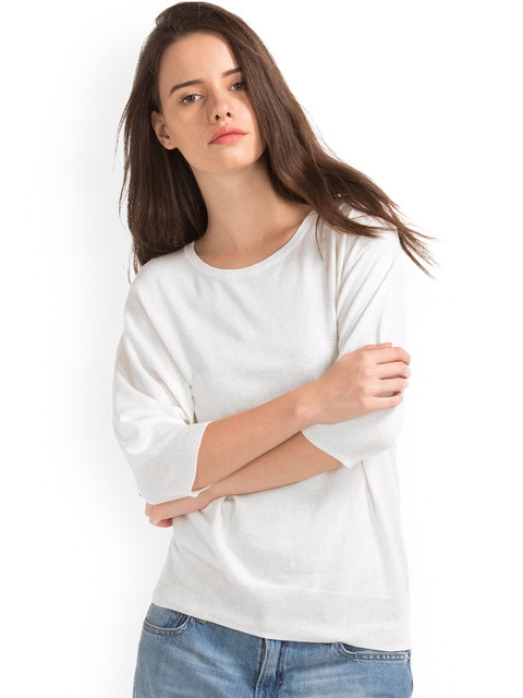 

GAP Women White Half Sleeve Easy Pullover