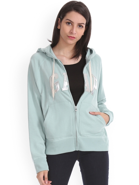 

GAP Women Green Logo Applique Hooded Sweatshirt