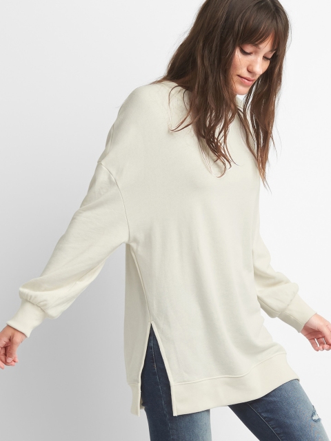 

GAP Women Hi Low Fleece Sweatshirt, White