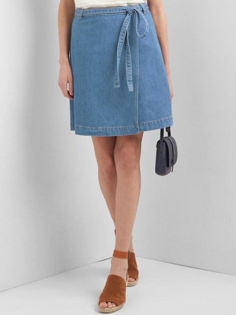 

GAP Women Denim A-Line Wrap Skirt, Blue