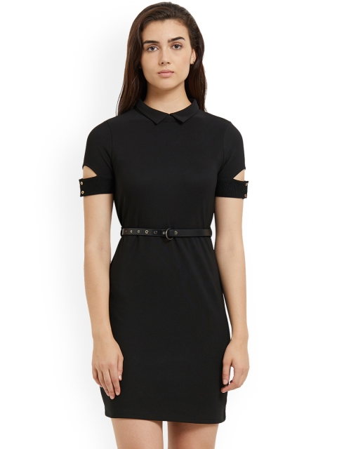 

109F Women Black Solid Sheath Dress