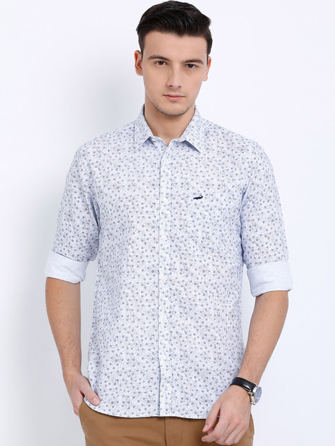

Crocodile Men White Slim Fit Printed Casual Shirt