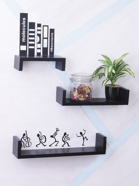 

Home Sparkle Black Wood Basic Wall Shelf
