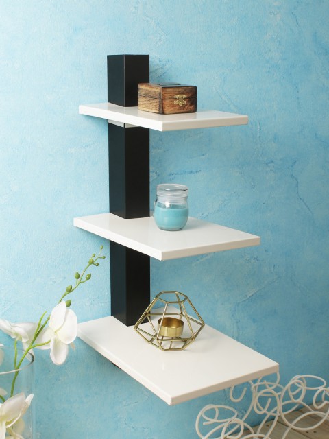 

Home Sparkle White & Black Metal Basic Wall Shelf