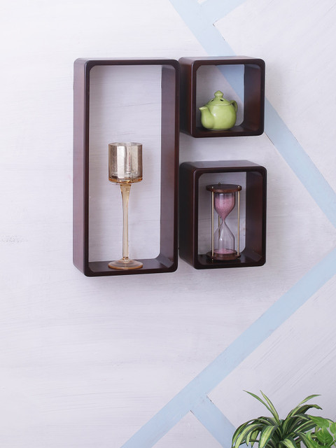 

Home Sparkle Brown MDF Basic Wall Shelf