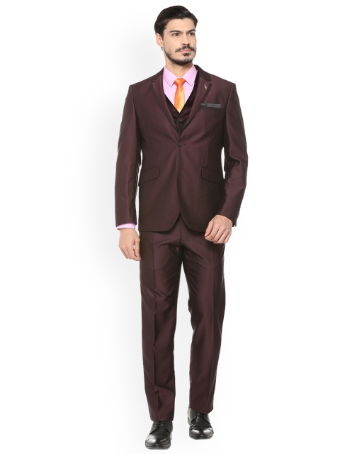 

Van Heusen Men Maroon Solid Single-Breasted Formal Suit