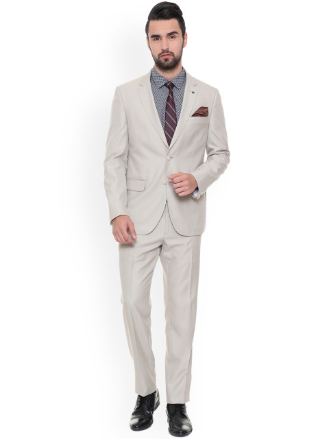 

Van Heusen Men Grey Solid Single-Breasted Formal Suit