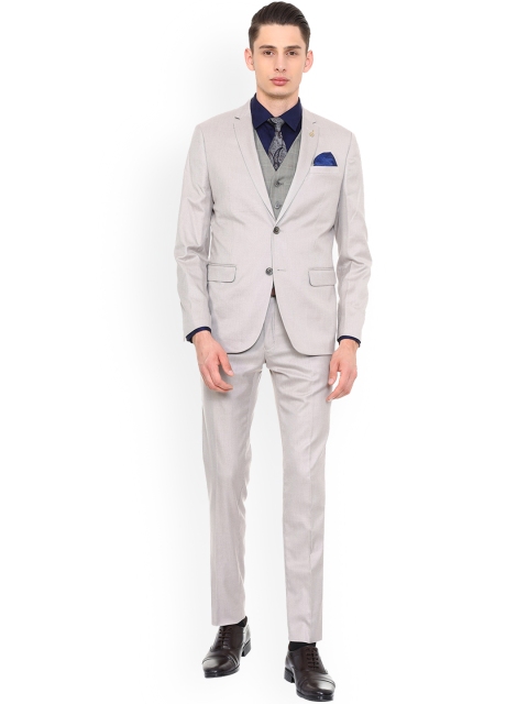 

Van Heusen Men Grey Solid Single-Breasted Formal Suit