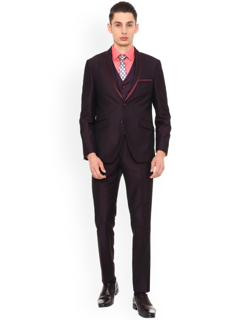 

Van Heusen Men Maroon Self-Design Single-Breasted Formal Suit