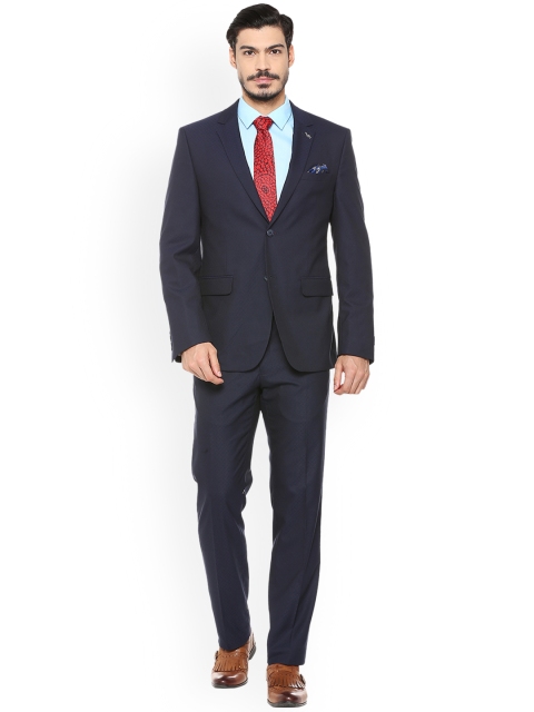 

Van Heusen Men Navy Blue Solid Single-Breasted Slim Fit Formal Suit