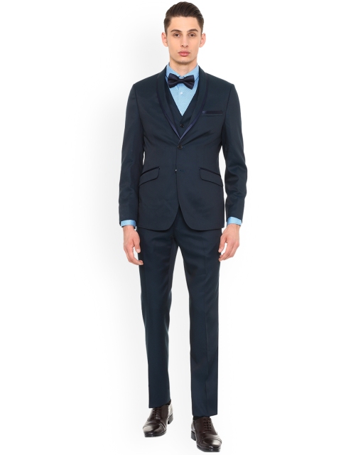 

Van Heusen Men Navy Blue Solid Single-Breasted Tuxedo Suit