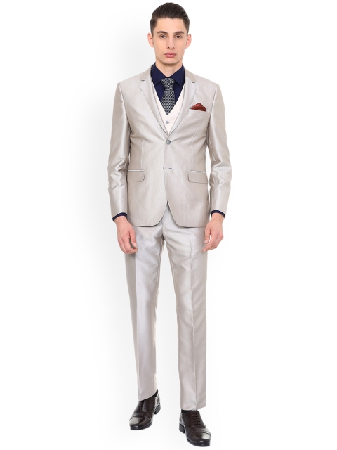 

Van Heusen Men Grey Solid Single-Breasted Formal Suit