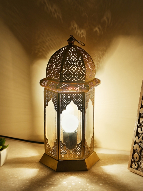 

Homesake Gold-Toned Textured Handcrafted Table Lantern