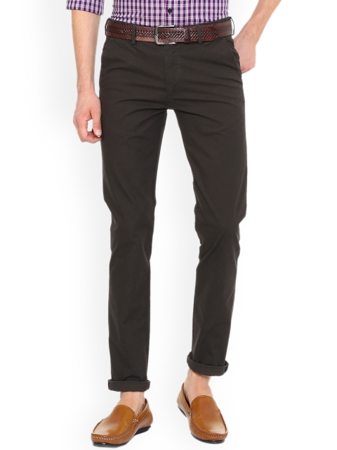 

Peter England Casuals Men Brown Slim Fit Solid Regular Trousers