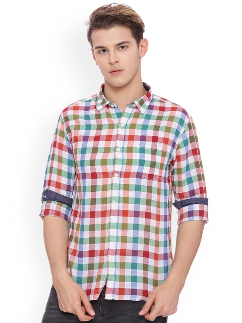 

People Men Multicoloured Regular Fit Checked Casual Shirt, Multi