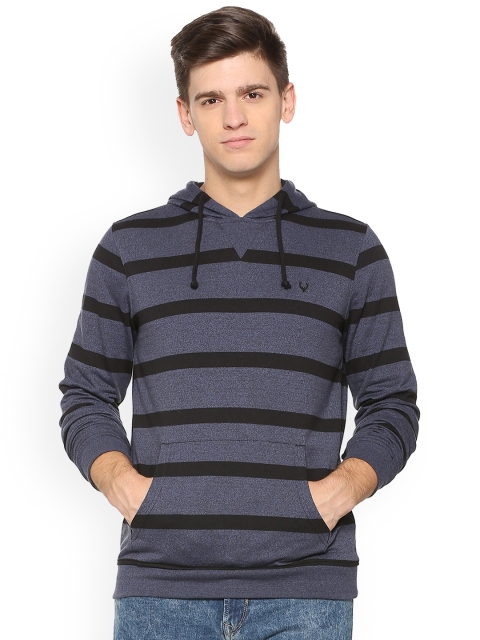 

Allen Solly Men Grey & Black Striped Hooded Sweatshirt