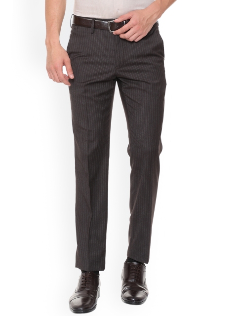 

Van Heusen Men Black Slim Fit Striped Formal Trousers