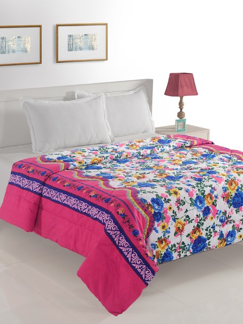 

SWAYAM White & Pink Floral AC Room 150 GSM Double Bed Comforter