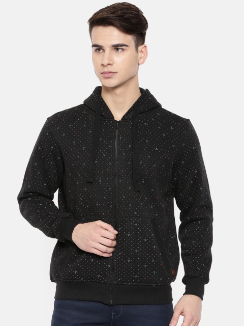

Parx Men Black Printed Hooded Sweatshirt
